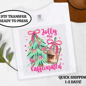 Café transfert de Noël, Noël DTF, transfert DTF prêt à presser, Noël fer sur le transfert