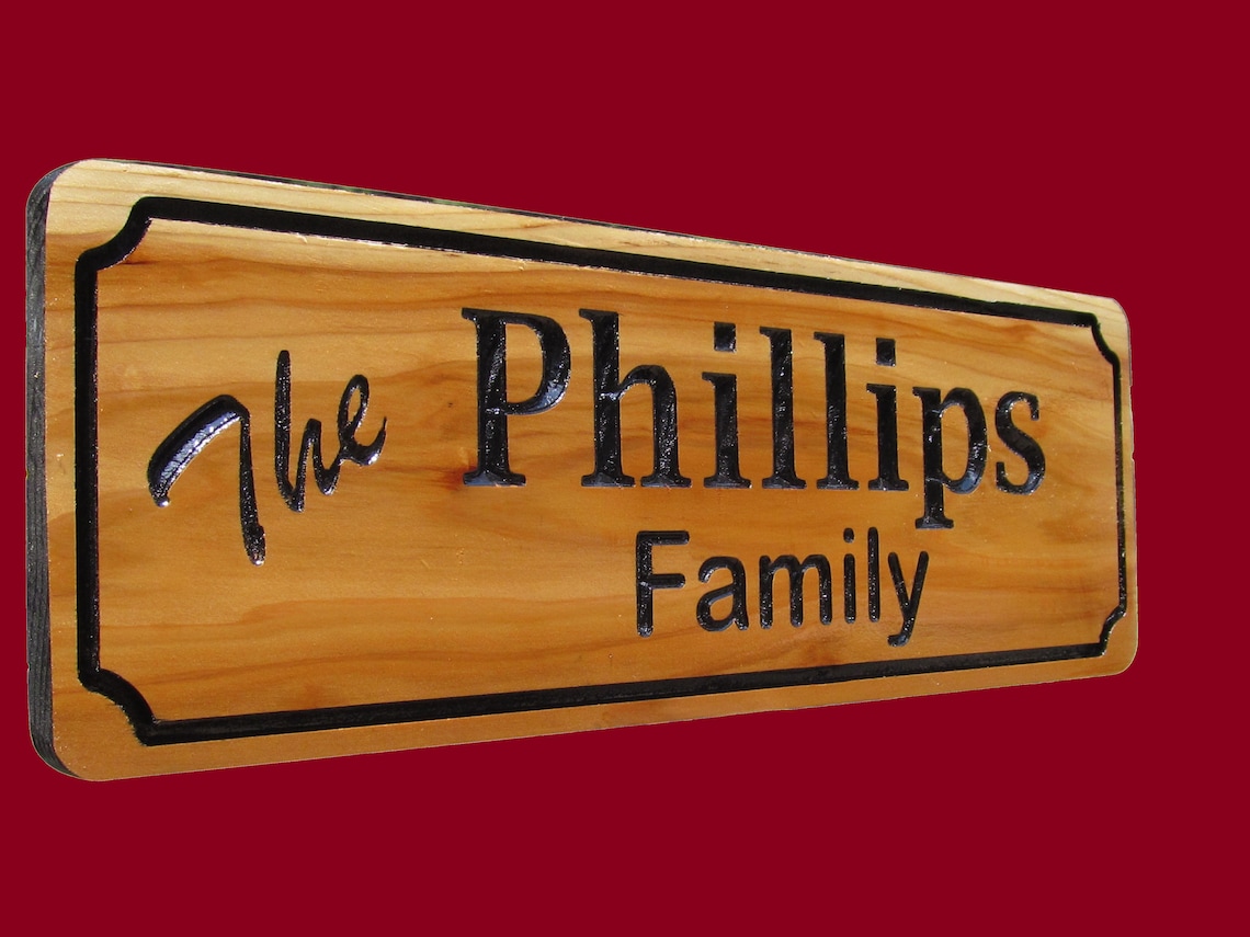 Custom Personalized Family Last Name Cedar Wood Sign With Etsy