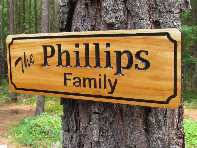 Custom Personalized Family Last Name Cedar Wood Signs Etsy