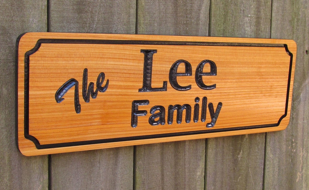Custom Made Personalized Family Last Name Cedar Wood Sign Etsy