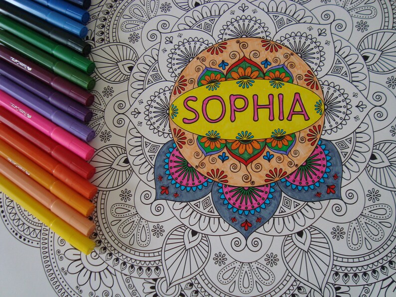 Big Coloring Mandala Poster Mandala Personalised With a Name or a Word