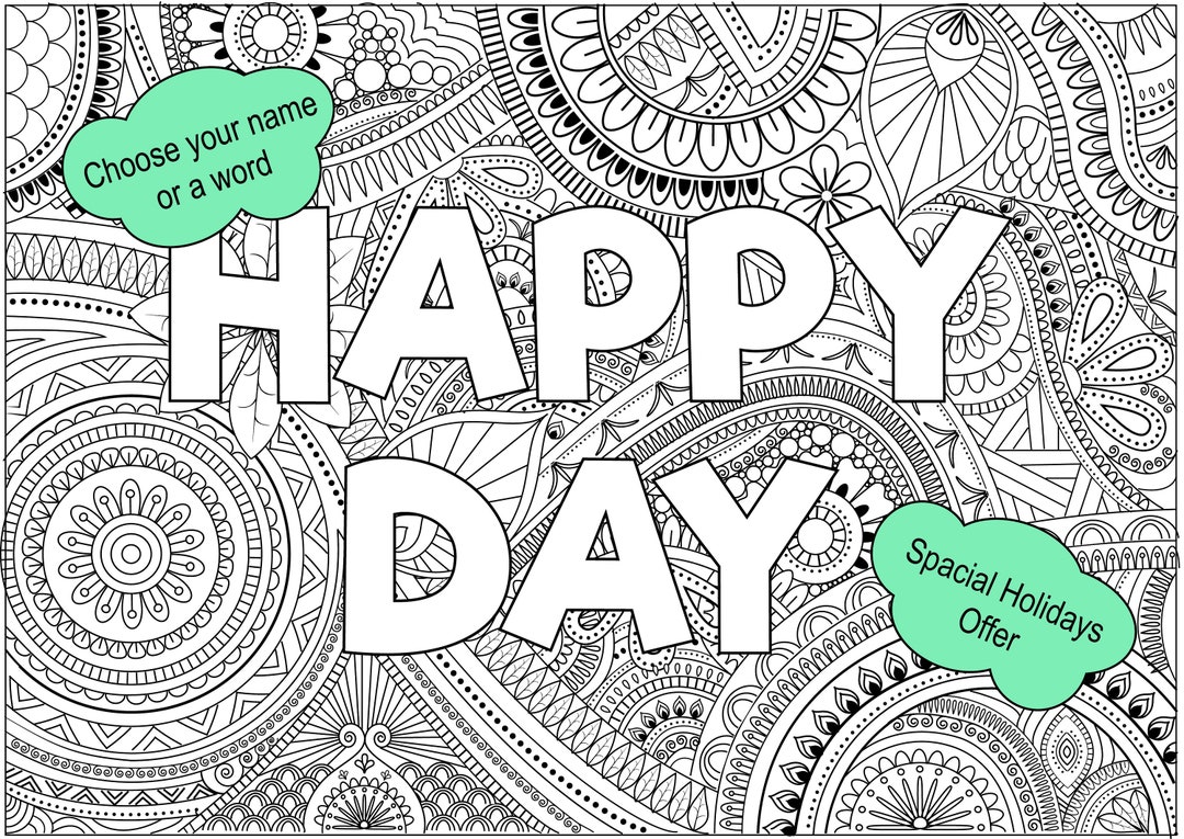 Buy 3 Mandala Doodle, Choose Name, Word or Sentence on Your Printable ...