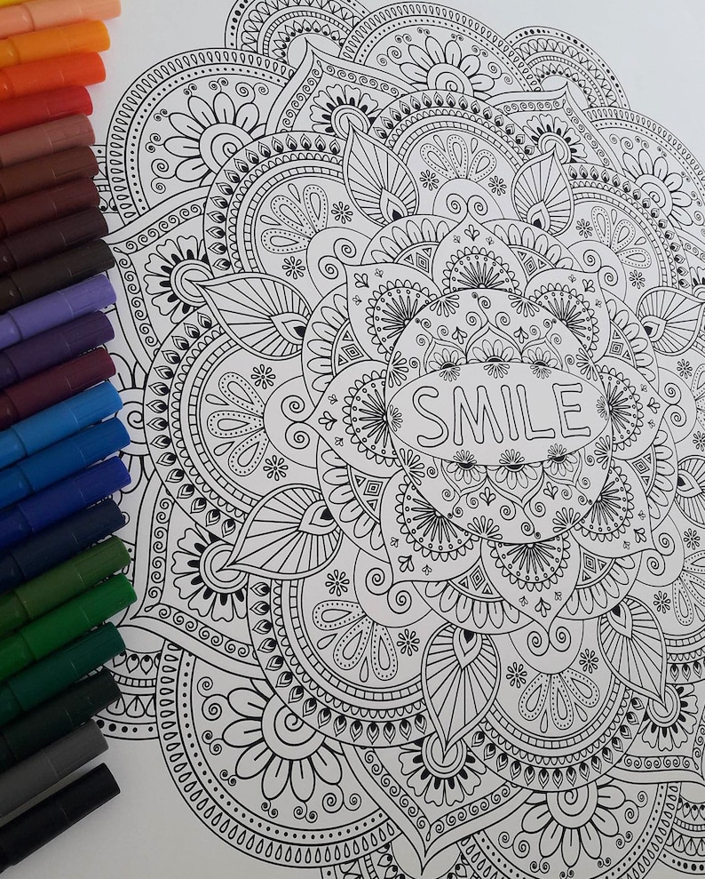Big Coloring Mandala Poster Mandala Personalised With a Name - Etsy