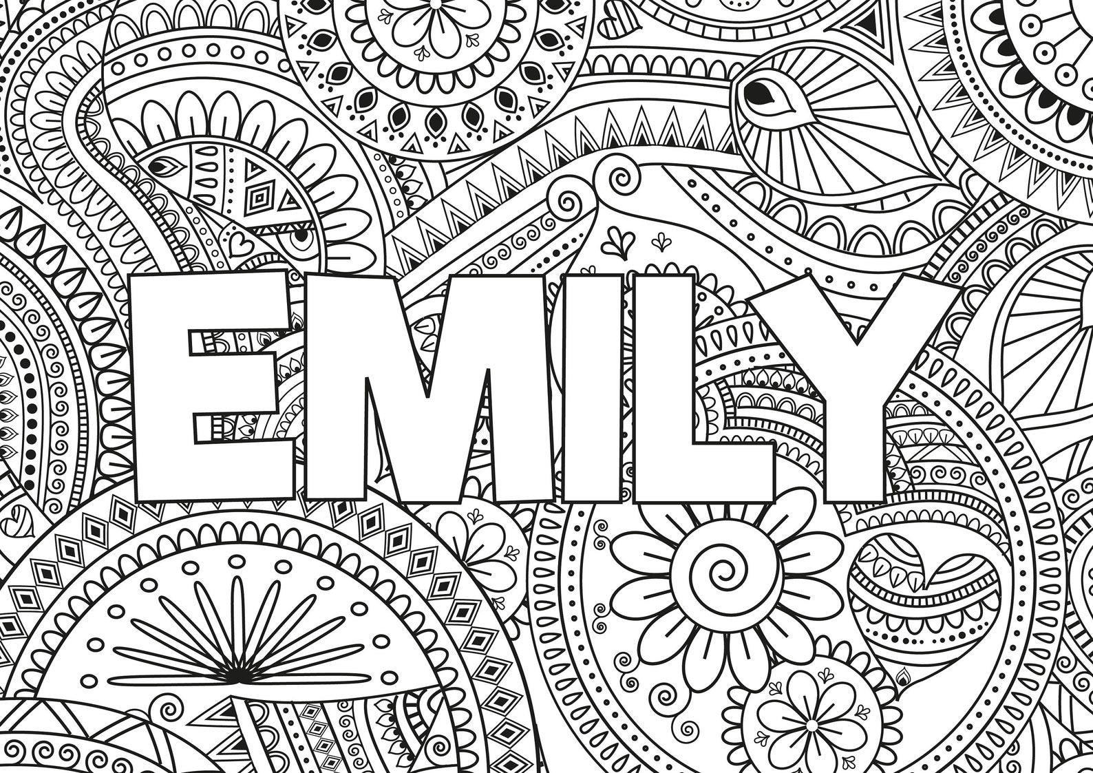 Personalized Mandala Name for Download, Printable Coloring Page Bold