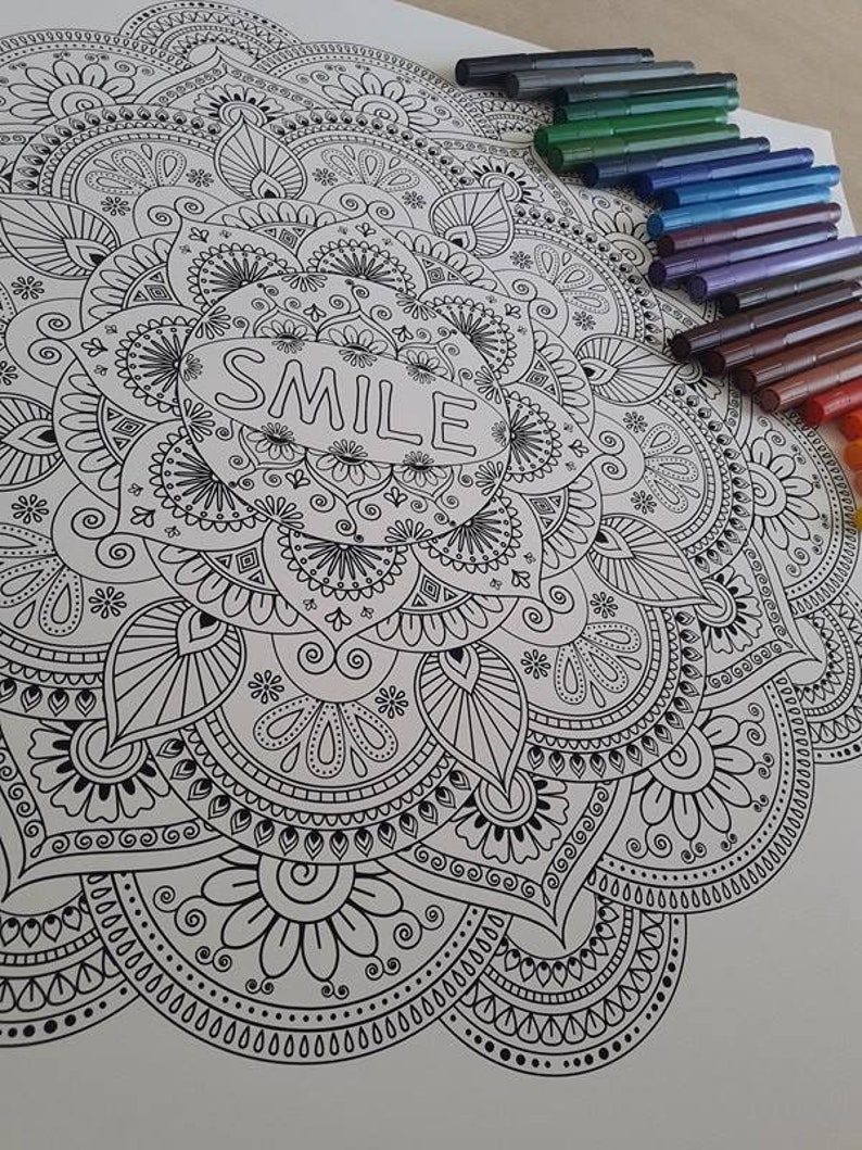 Big Coloring Mandala Poster Mandala Personalised With a Name or a Word