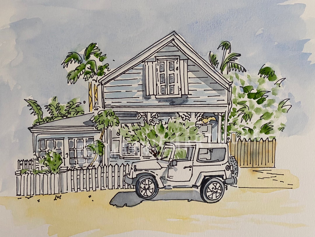 Jeep Art/ Beach/ Cruiser/ Giclee Florida/keywest/gift/housewarming Gift