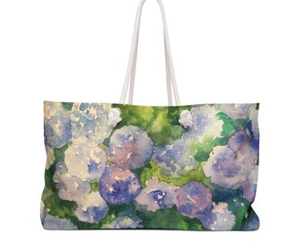 Hydrangea Painting on Weekend Bag. I get compliments everytime I use it ! Makes a great gift.Gift for Friend, Gift for Mom,Gift for Grandma