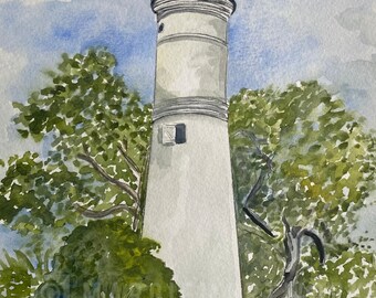 KEY WEST LIGHTHOUSE , KeyWest Florida /lighthouse /watercolor print art