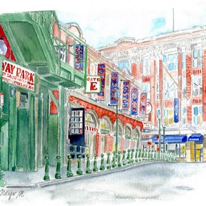 Red Sox Lovers - Fenway Park -Free Shipping - Stadium  Giclee Print from original Watercolor Painting Signed by Artist Margie M. &quot;Boston