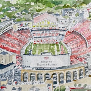 Wisconsin Camp Randall Stadium,Watercolor Giclee the home field for the Wisconsin Badgers football team, the University of Wisconsin-Madison