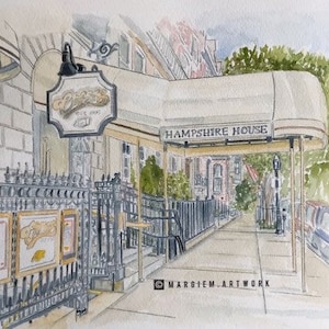 Boston/Cheers Bar/Hampshire House/Gift/Wedding/Wall Art/Print/Dorm Art/Boston Artist