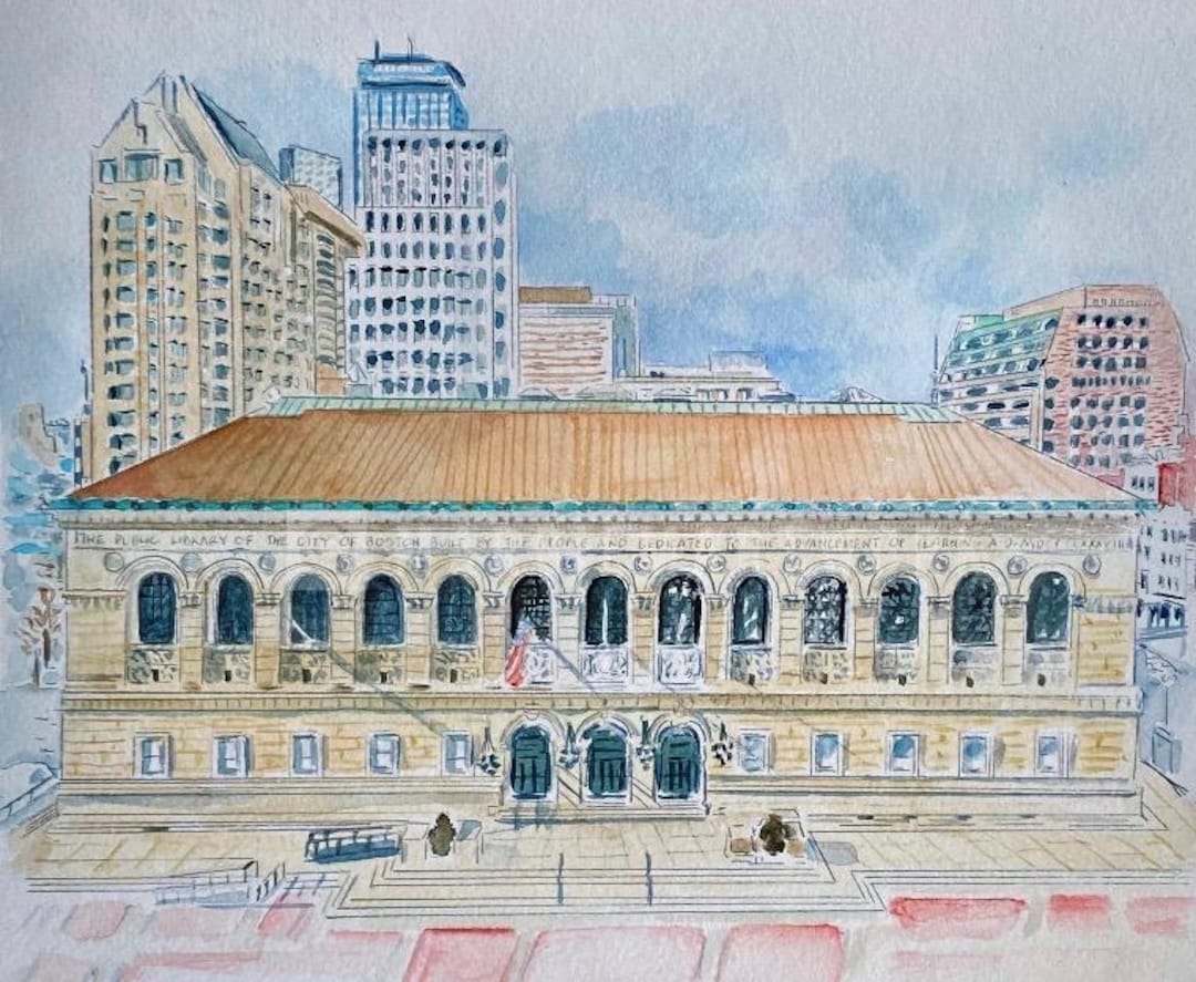 Boston Public Library/ BPL/ Boston Weddings/ Print of Watercolor/boston ...