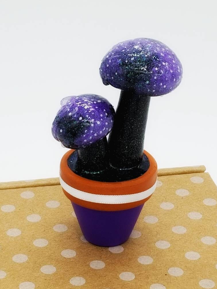 Galaxy Slime Mushroom Cluster Potted Sculpture