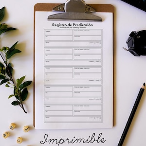 IMPRIMIBLE: Registro para predicacion por carta/teléfono, registro para testigos de Jehová, Registro de predicación.