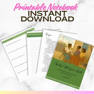 Può includere: Quaderno stampabile con il testo "Printable Notebook INSTANT DOWNLOAD". Il quaderno include pagine con testo e una copertina verde con il testo "Worship With Spirit and Truth". Il quaderno è per l'assemblea di circoscrizione dei Testimoni di Geova.