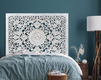 Headboard Balinese Mandala headboard Cendana Wall Decor, Boho headboard, Moroccan Headboard, King Size Vintage Headboard