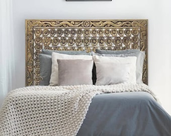 Most Favourited by shoppers, Hand Carved Bed headboard with Mandala/Balinese designs Cendana Wall mounted/decor Headboard