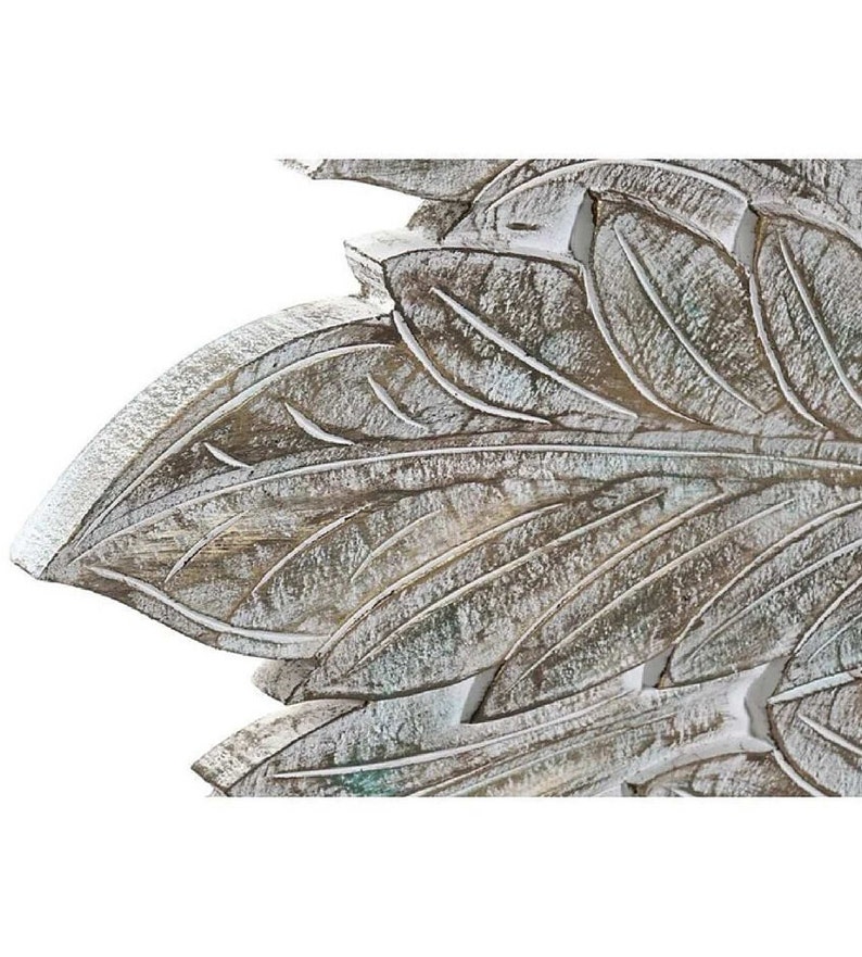 Hand Carved Palm Leaf Wall Art Bed Headboard, Traditional Moroccan