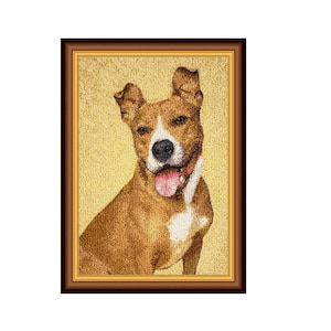Photostitch dog   Machine Embroidery  design Pit bull dog  Digital pattern animals photostitch