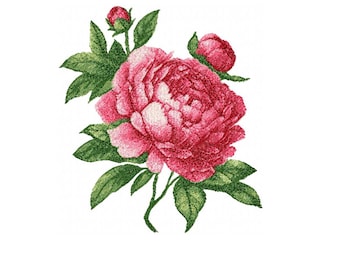 Peony embroidery  Flower embroidery   Photostitch flower    Machine embroidery design