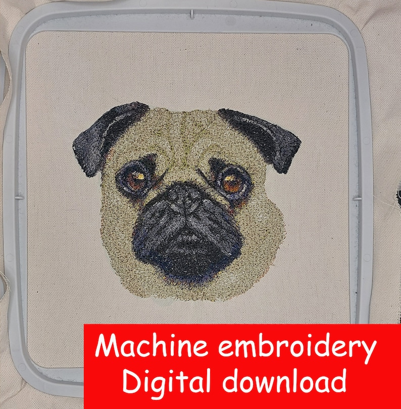 Dog Embroidery Design Machine Embroidery Design Pug Dog Digital Designs