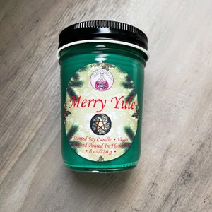 Merry Yule / Soy Wax Candle / Vegan / Wiccan Candle / Holiday Scent / Pagan / Christmas Candle / Yule Log / Gift Ideas