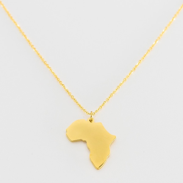 Africa Necklace by Heritage Piece - Africa Map Necklace - 14k Gold Vermeil - Africa Pendant Necklace for Women with Adjustable Chain