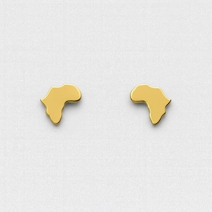 Africa Earrings (Mini) by Heritage Piece - Africa Mini Studs - 14k Gold Vermeil - for Women or Africa Pin for Men