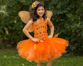 Fairy Tutu Dress, Girls Tutu Dress, Orange Fairy Tutu, Princess