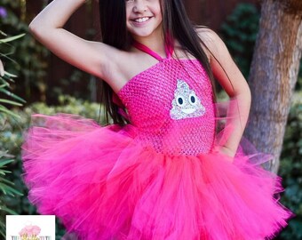 Pink Glitter Poop Emoji Tutu Dress Halloween Costume