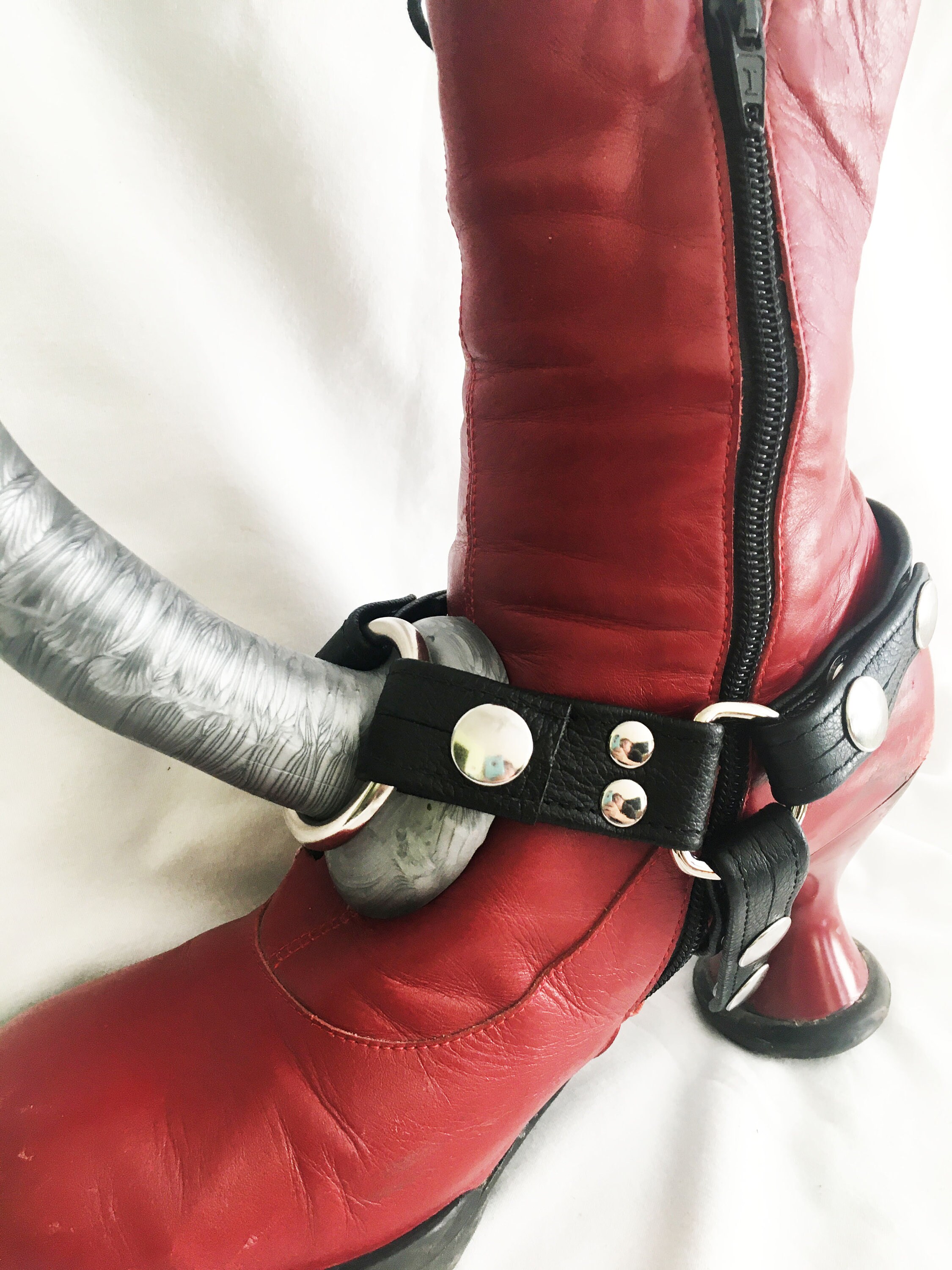 Boot Harness Strapon Kickfcker Black Leather Etsy