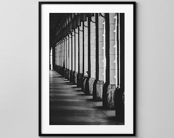 Patrón de ciudad No.1281 / Fotografía de arquitectura / Blanco y negro / Impresión de bellas artes / Decoración de pared / Póster