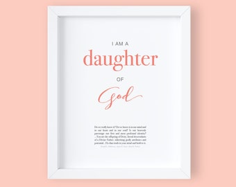 Sou filha de Deus...sabemos mesmo disso? Fixe essa verdade em sua mente e mantenha-a fiel, SUD para impressão, Berçário, Arte de parede para meninas, Decoração infantil