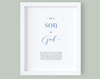 Eu sou um filho de Deus...nós realmente sabemos disso? Fixe essa verdade em sua mente e apegue-se a ela, SUD, imprimível, Arte de parede para meninos, Decoração infantil, Cristão