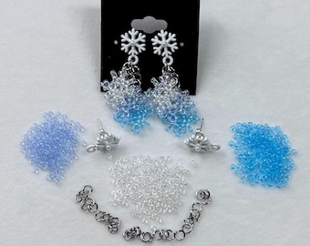 DIY Beaded Snowflake or Santa Hat Earring Kit | Beginner Beadweaving | Custom Color Options