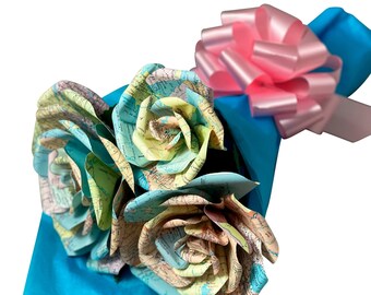 Atlas Map Paper Flower Bouquet: Upcycled Bookish Roses