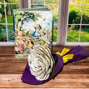 Alice in Wonderland Paper Rose: 6 Inch Book Page Flower