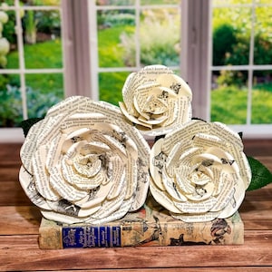 Rose di carta Alice nel paese delle meraviglie - Fiori di pagina di libri fatti a mano - Regali unici per anniversari, lauree e amanti dei libri