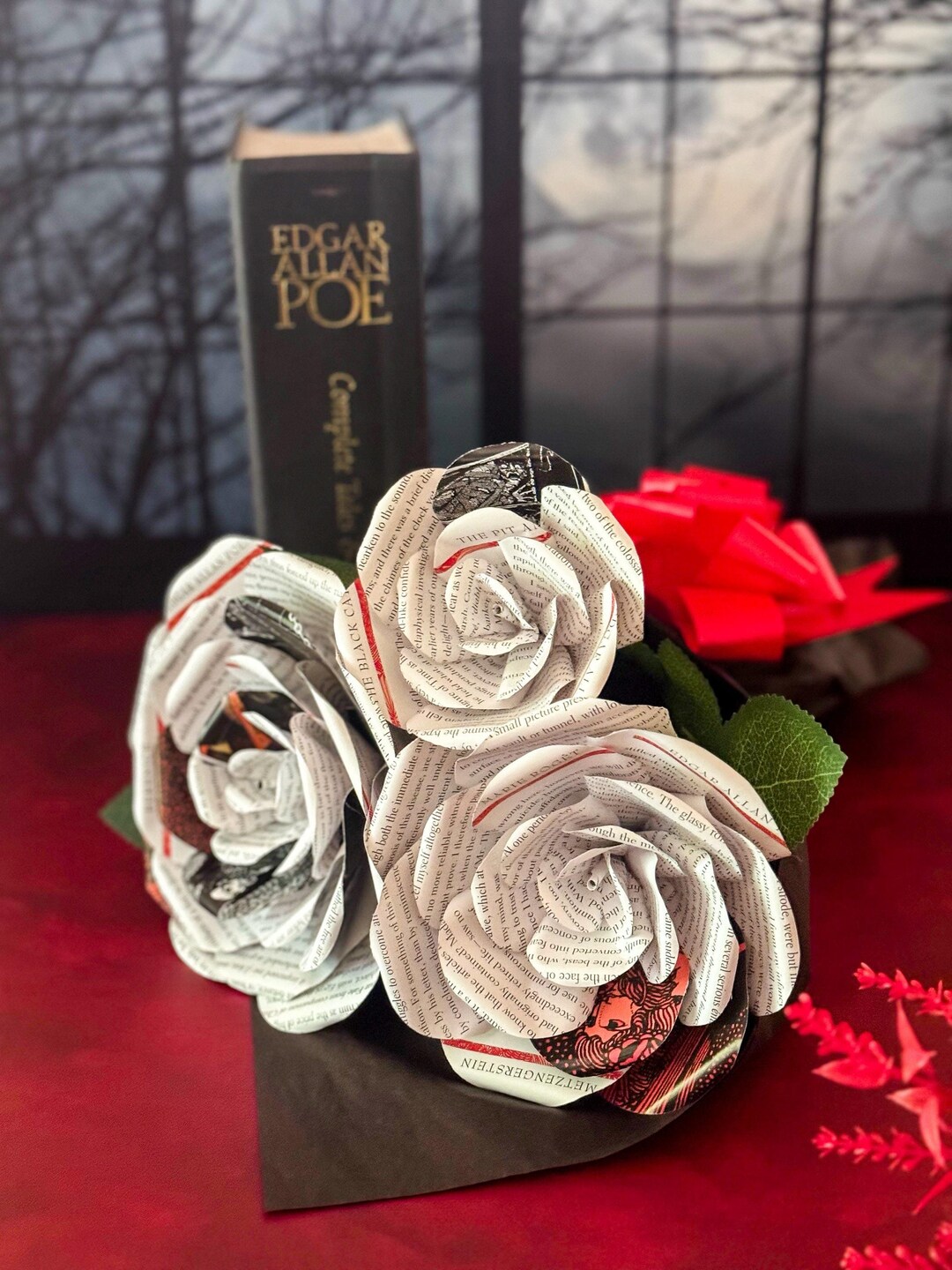 Edgar Allan Poe Book Rose Bouquet: Gothic Home Decor - Etsy UK
