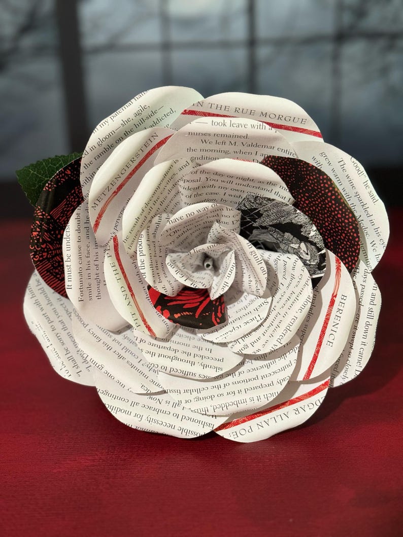 Edgar Allan Poe Book Page Rose – Gothic Literary Valentine Gift - Etsy