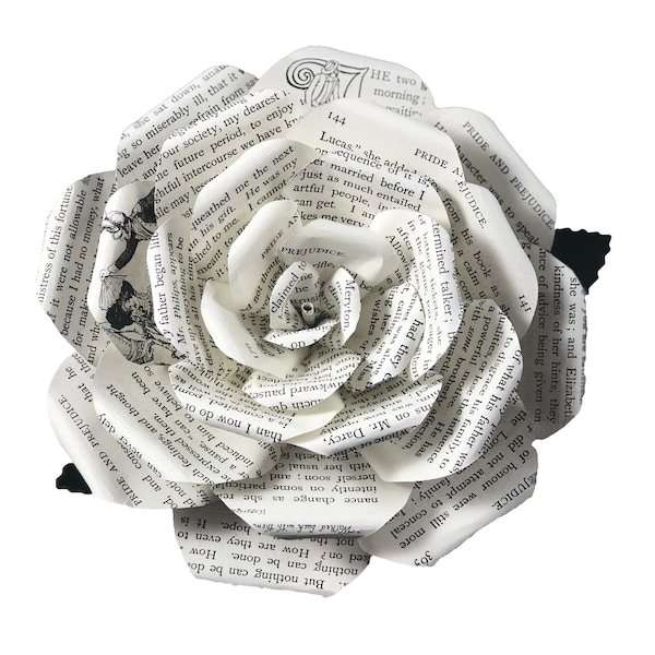 Pride and Prejudice Paper Rose, Mother's Day Gift for Book Lovers, Mom, Sister, Best Friend- Sentimental and Unique- Available in 3 Sizes