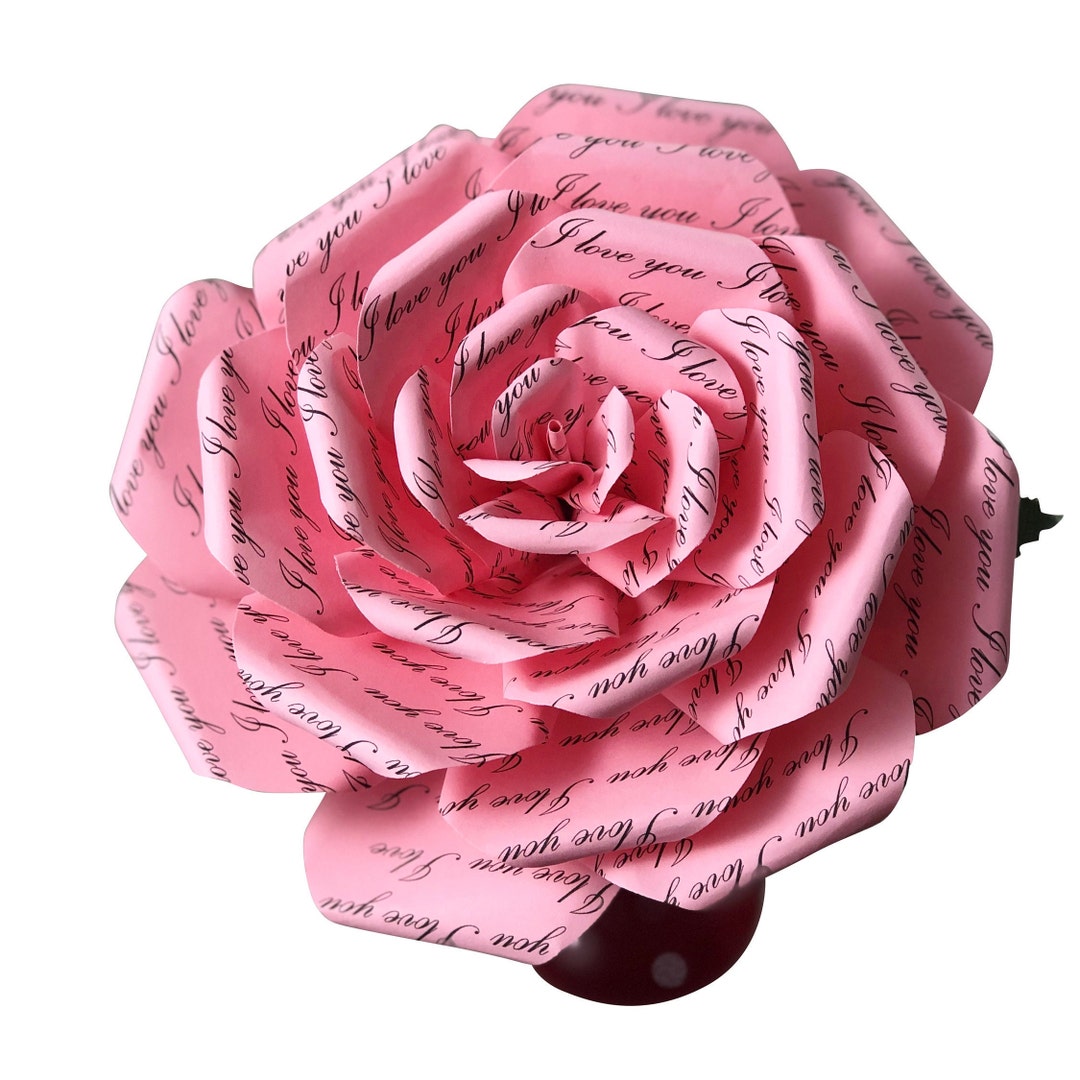 I Love You Pink Paper Rose – Handmade Romantic Flower | Mother's Day ...