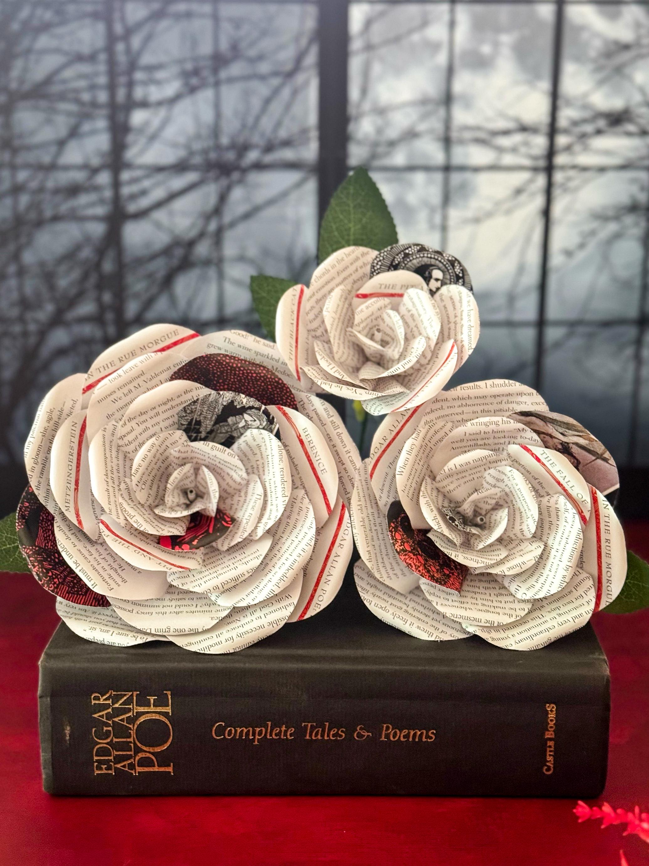 Edgar Allan Poe Single Book Page Rose – Gothic Literary Flower | Poetry ...