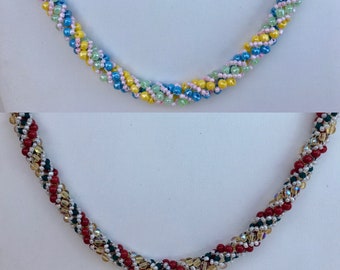 Multi-colour spiral necklaces, choice of colours