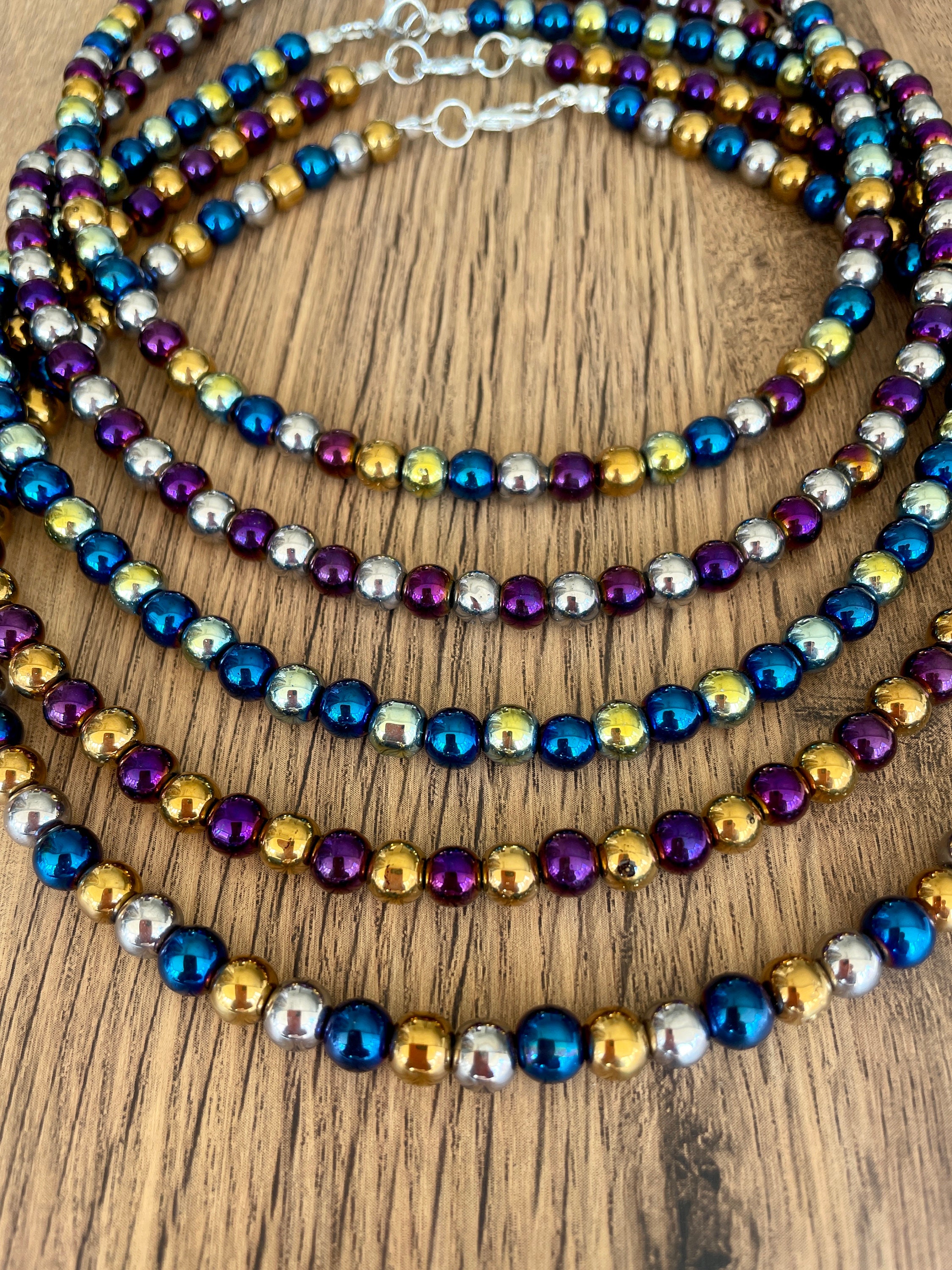 Color Wide Beaded & Metal Necklace main image 1