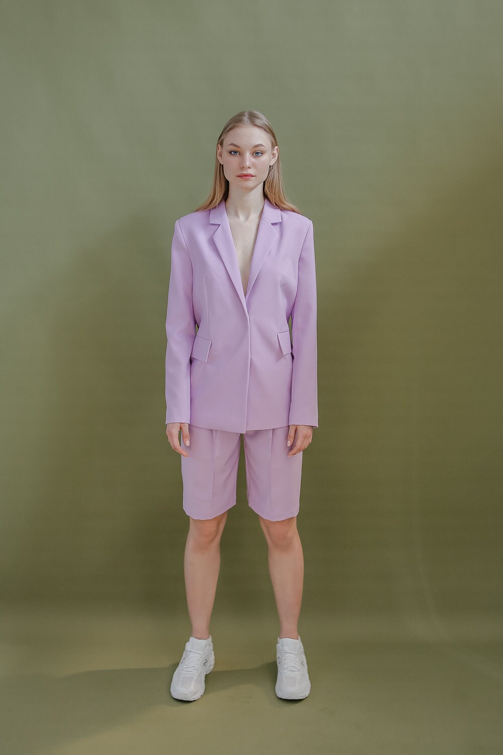 Suit with Bermuda Shorts and Jacket High Waist Shorts Lilac Etsy