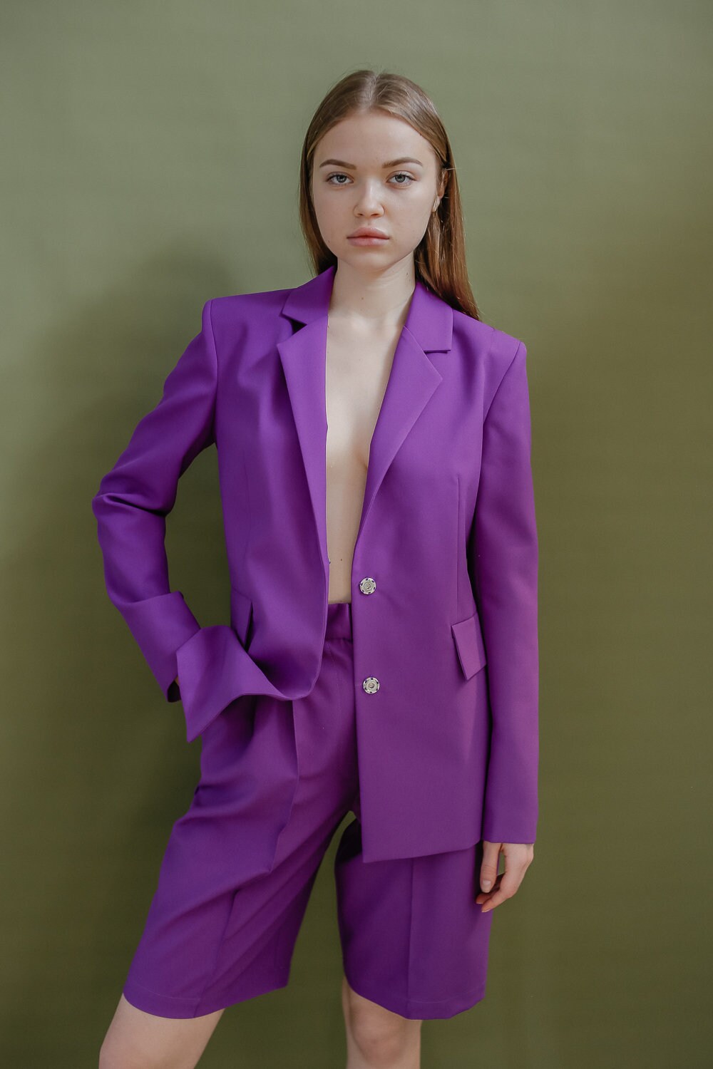 Suit With Bermuda Shorts and Jacket / High Waist Shorts / Etsy