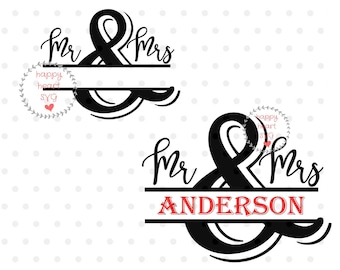 Mr and Mrs SVG, Mr and Mrs Split Monogram svg, Just Married svg, Wedding SVG file, Wedding Sign svg, dxf, png instant download, Newlywed svg