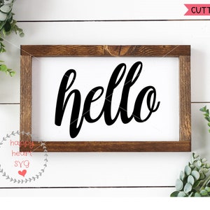 Hola SVG, Bienvenido svg, dxf y png descarga instantánea, señal de puerta SVG, Saludo SVG para Cricut y Silueta, signo svg, decoración del hogar svg, Hola