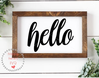 Hello SVG, Welcome svg, dxf and png instant download, Door sign SVG, Greeting SVG for Cricut and Silhouette, sign svg, home decor svg, Hola